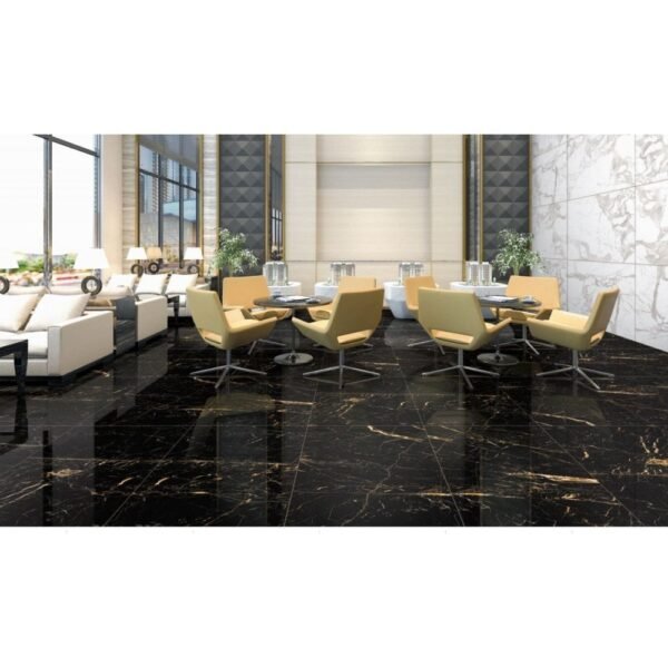 Black & Gold Marble Effect Wall & Floor Tile - Image 2