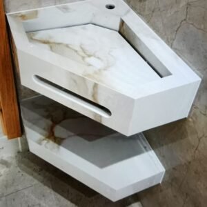 bespoke Corner cloakroom single washbasin /sink  500mm-700mm wall mounted