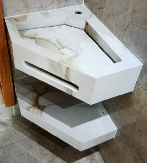 bespoke Corner cloakroom single washbasin /sink  500mm-700mm wall mounted