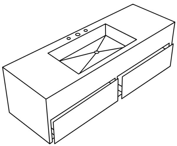 Bespoke Porcelain Vanity unit single washbasin/sink 600mm-700mm ( wall mounted ) - Image 5