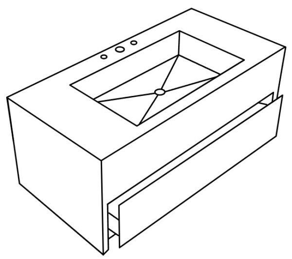 Bespoke Porcelain Vanity unit single washbasin/sink 600mm-700mm ( wall mounted ) - Image 4