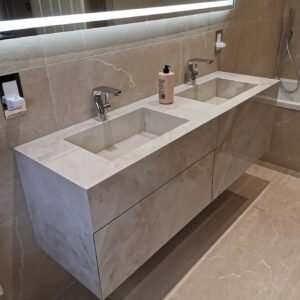Bespoke Porcelain Vanity unit double  washbasin ( Wall mounted)