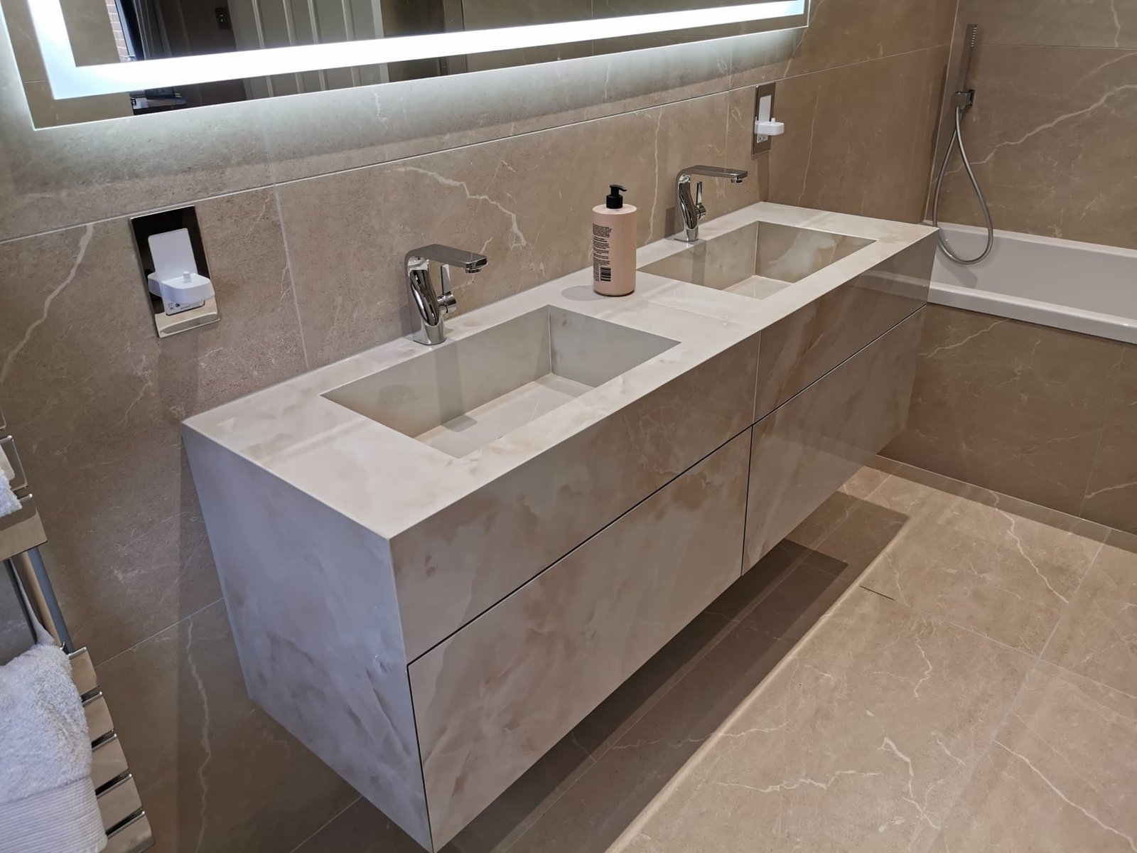 Bespoke Porcelain Vanity unit double washbasin ( Wall mounted)