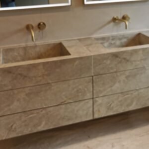 Bespoke Porcelain Vanity unit double  washbasin 4 stacked drawers