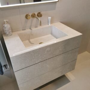 Bespoke Porcelain Single Vanity unit / 2 stacked  drawers  washbasin